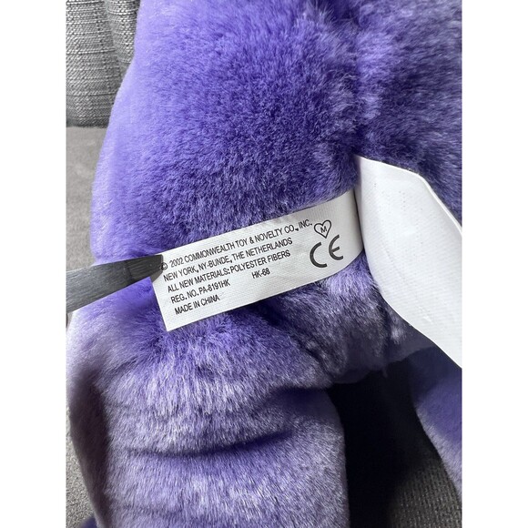 Commonwealth Purple Bear Plush Stuffed Animal Toy Teddy Bow Heart Nose 10 Inch - Picture 12 of 13